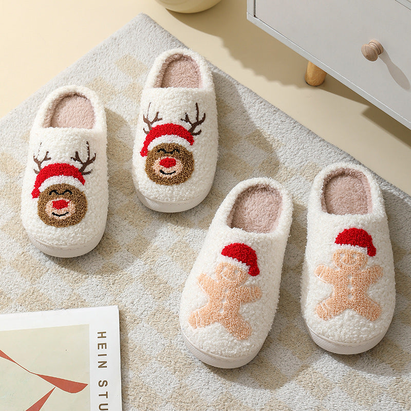 Christmas Home Slippers Cute Cartoon Santa Claus Cotton Slippers For Women And Men Couples Winter Warm Furry Shoes Christmas Home Slippers Cute Cartoon Santa Claus Cotton Slippers For Women And Men Couples Winter Warm Furry Shoes